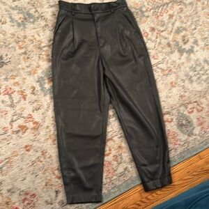 ZARA faux leather pants Pleated, Pockets, Ankle Length, Size Medium